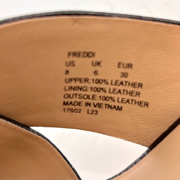 Lauren Ralph Lauren Freddi Black Leather Slip-On Heels Size 8 B Tumbled Leather - Picture 14 of 15